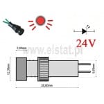 Kontrolka sygnalizacyjne LED; czerwona; obudowa PCV; 5mm; zasilanie 24VDC; migająca