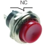 Przycisk rozwierny; ON-(OFF); czerwony; 2A; 250V AC; otwór 16mm