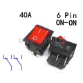 Przełącznik kołyskowy; czerwony; podświetlany; 230V; 40A; ON-ON; 6-pinów