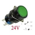 Przycisk sterowniczy; chwilowy; 16mm; zielony; LED 24V; LAS1-AY-11G