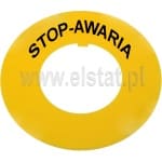 Tabliczka opisowa wyłącznika bezpieczeństwa; żółta; STOP-AWARIA; 30mm; PL