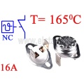 Termostat bimetaliczny 16A; zakres: 165°C; NC; konektory pionowe